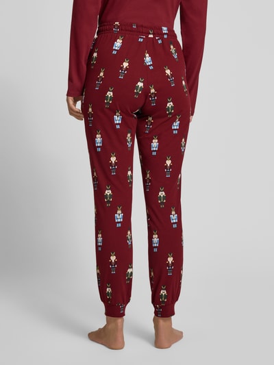 Jake*s Casual Pyjama-Hose mit elastischem Bund und Tunnelzug Bordeaux 5