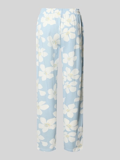 Produktfoto, Regular Fit Pyjama-Hose aus reiner Baumwolle von Marc O'Polo mit Allover-Muster in Hellblau und Weiß, elastischem Bund und seitlichen Taschen