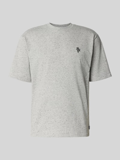 REVIEW T-shirt z wyhaftowanym logo Jasnoszary melanż 2