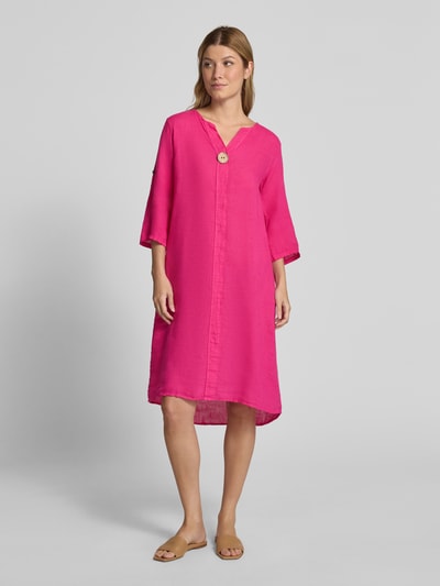 ZABAIONE Sukienka o długości do kolan z czystego lnu Mocnoróżowy 4