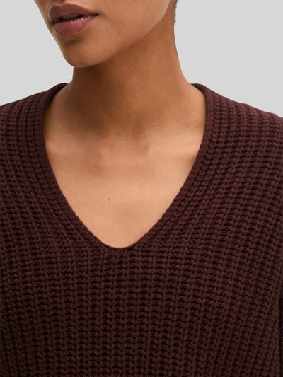 Marc O'Polo Sweter o kroju loose fit z mieszanki bawełny Ciemnoczerwony 3