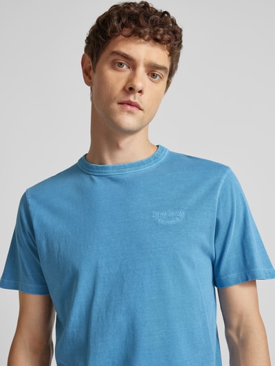 Pepe Jeans T-shirt met labelstitching, model 'Aris' Blauw - 3