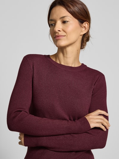 Vila Bluzka z długim rękawem z imitacji dzianiny model ‘Vicomfy’ Śliwkowy 3