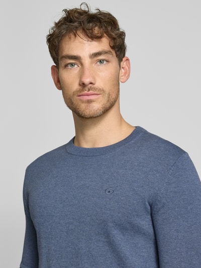 Tom Tailor Regular Fit Strickpullover aus reiner Baumwolle mit Rundhalsausschnitt Rauchblau 3