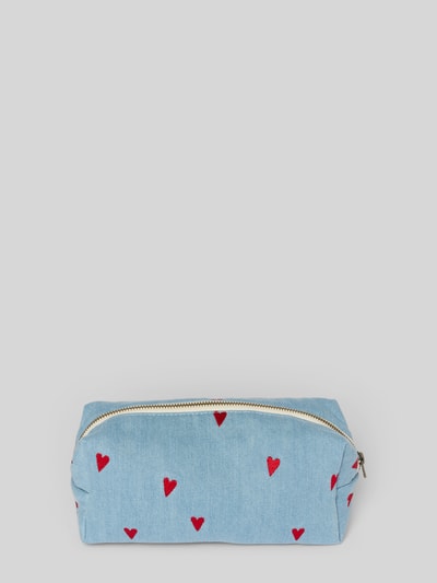 STUDIO NOOS Kosmetiktasche mit Stitchings Modell 'Denim Hearts' Jeansblau 2
