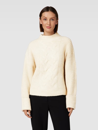 MSCH Copenhagen Gebreide pullover met kabelpatroon, model 'Chastine Peggy' Zand gemêleerd - 4