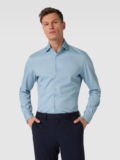 Profuomo Slim Fit Business-Hemd mit Kentkragen Jeansblau 4