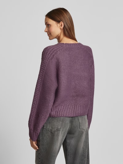 MSCH Copenhagen Strickpullover mit Zopfmuster Modell 'Diella' Pflaume 5