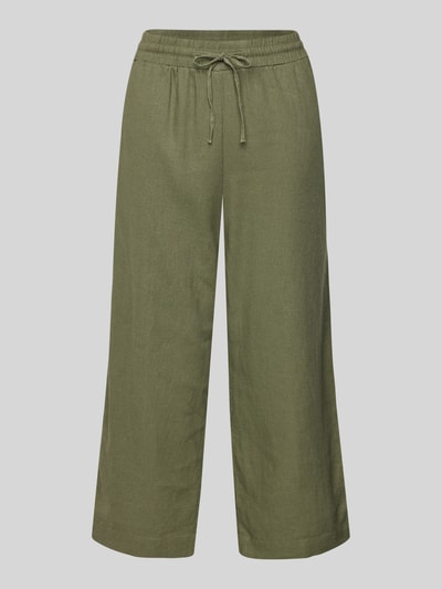 FREE/QUENT Wide Leg Leinenculotte mit Tunnelzug Modell 'Lava' Oliv 2