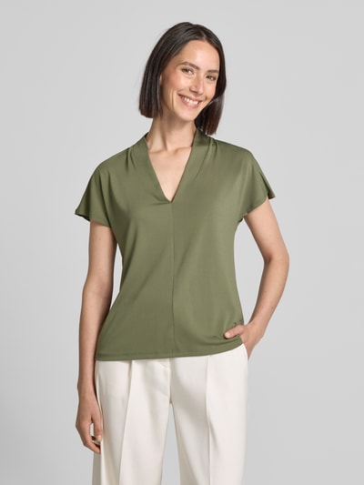 FREE/QUENT Regular fit blouseshirt met V-hals, model 'Yrsa' Kaki - 4