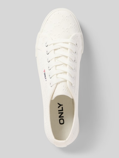 ONLY Low Top Sneaker mit Lochstickmuster Modell 'NOOMI' Weiss 3