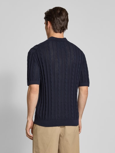 Jack & Jones Premium Poloshirt in gebreide look, model 'MASON' Donkerblauw - 5