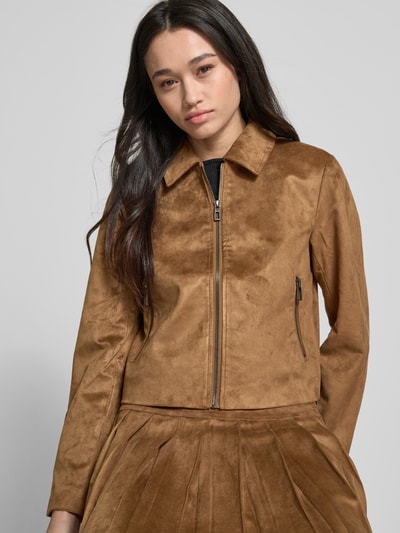 Only Regular Fit Jacke in Lederoptik mit Fly-Away-Kragen Modell 'TULIP' Cognac 3