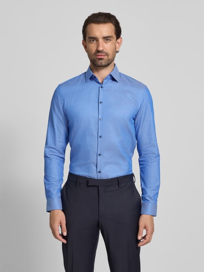 Jake*s Slim fit zakelijk overhemd met knoopsluiting Koningsblauw - 4