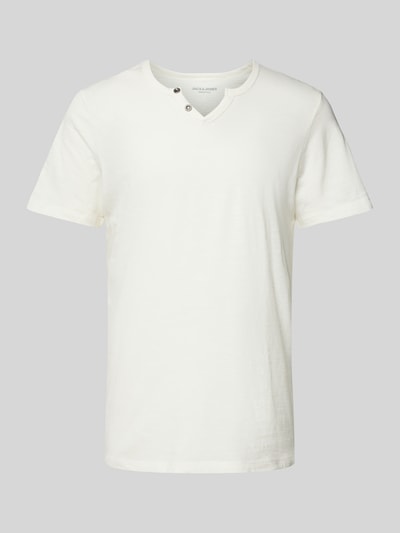 Jack & Jones T-shirt z dekoltem w serek model ‘SPLIT’ Biały 2