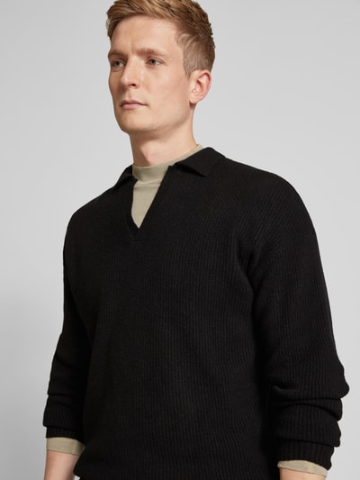 Drykorn Gebreide pullover met ribboorden, model 'RUSTINO' Metallic zwart - 3