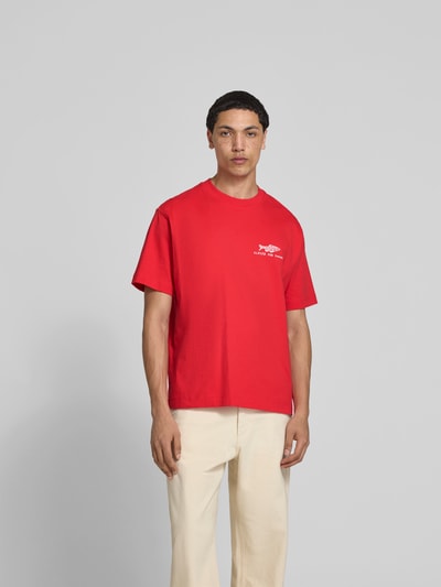 Closed Regular Fit T-Shirt mit Statement-Print Hellrot 4