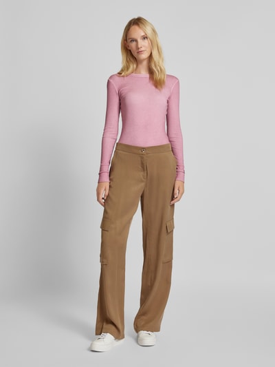 Jake*s Casual Longsleeve mit Strukturmuster Rose 1