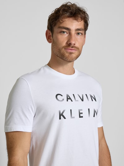 CK Calvin Klein T-Shirt mit Label-Print Weiss 3