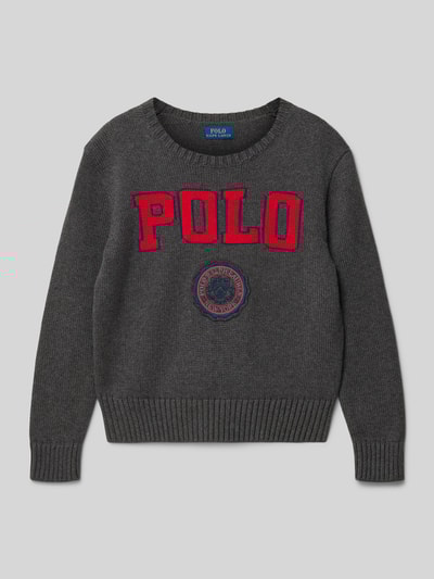 Polo Ralph Lauren Teens Regular Fit Pullover in Strick-Optik mit Logo-Patch Anthrazit Melange 1