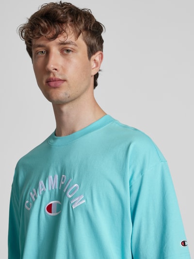 CHAMPION Relaxed fit T-shirt met labelstitching Aquablauw - 3