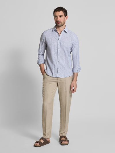 s.Oliver RED LABEL Regular Fit Freizeithemd aus Leinen-Baumwoll-Mix Blau 1