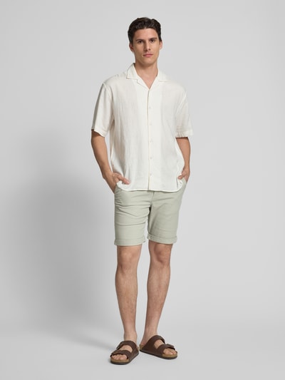 SELECTED HOMME Slim fit korte broek met structuurmotief, model 'LUTON' Rietgroen - 1