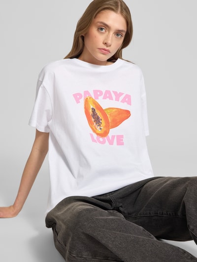 Pieces T-shirt o kroju comfort fit z czystej bawełny model ‘THEA’ Biały 3