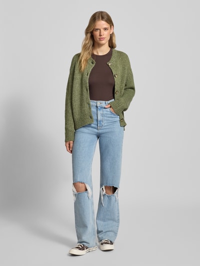 Marc O'Polo Denim Relaxed fit gebreid jack van scheerwolmix  Kaki - 1