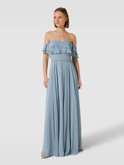 Luxuar Abendkleid mit Taillenpasse Bleu 4