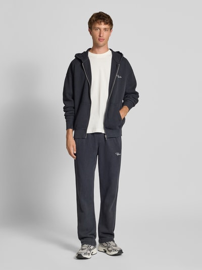 Pegador Oversized Sweatjacke mit Logo-Stitching und Kapuze Black 1