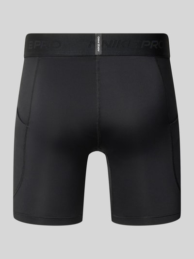 Produktfoto, Radlerhose mit elastischem Bund von NIKE TRAINING in Schwarz, eng anliegende Passform, Material-Mix mit Stretch-Anteil, Rückansicht