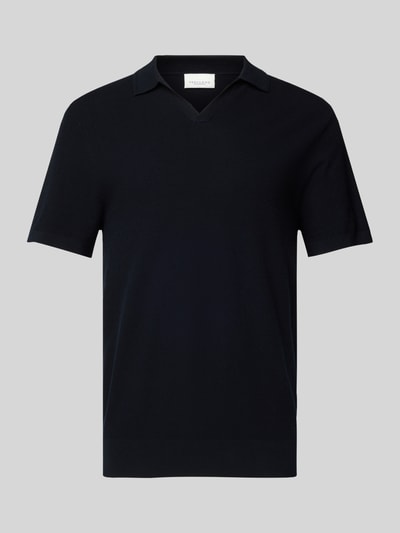 Profuomo Poloshirt mit V-Ausschnitt und Seiden-Anteil Marine 2