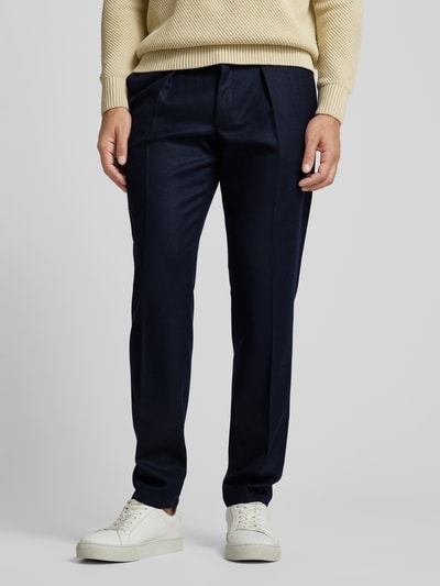 Profuomo Chino met bandplooien Marineblauw - 4