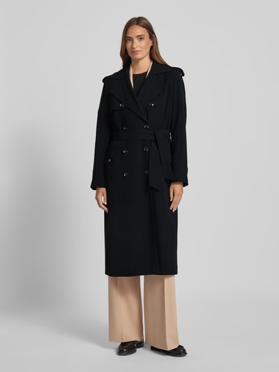 Jake*s Collection Trencz z wiązanym paskiem Czarny 4