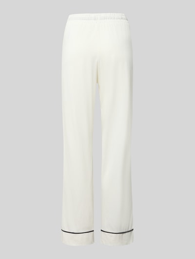 Produktfoto, Pyjama-Hose aus Baumwoll-Modal-Mix mit elastischem Bund von Christian Berg Woman in Creme mit schwarzem Saumdetail, Relaxed Fit