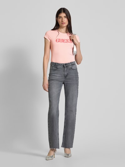 Guess T-Shirt mit Strasssteinbesatz Rosa 1