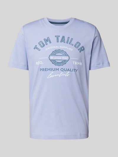 Tom Tailor Regular fit T-shirt van puur katoen met labelprint Lila - 2