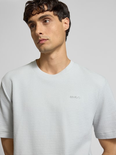 HUGO T-Shirt mit Label-Stitching Modell 'Austin' Hellgrau 3