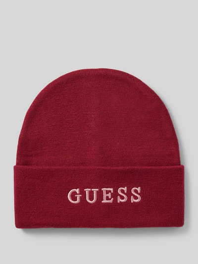 Guess Beanie mit Label-Stitching Bordeaux 1