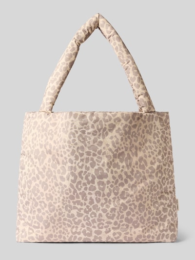 Produktfoto, Shopper im Allover-Look Modell 'Puffy Mom Bag' von STUDIO NOOS, beżowy wzór, miękka faktura, Szerokość w rozmiarze 1: 58 cm, Długość w rozmiarze 1: 43 cm, Głębokość w rozmiarze 1: 8 cm, Długość paska na ramię w rozmiarze 1: 71 cm, otwarta komora główna, detal z logo