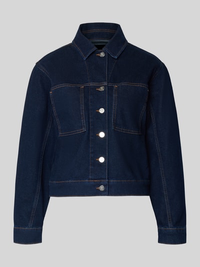 Produktfoto, Regular Fit Jeansjacke mit Brusttaschen Modell 'Nusilia' von Someday in dunklem Blau, elastischer Baumwoll-Mix, sichtbare Knöpfe