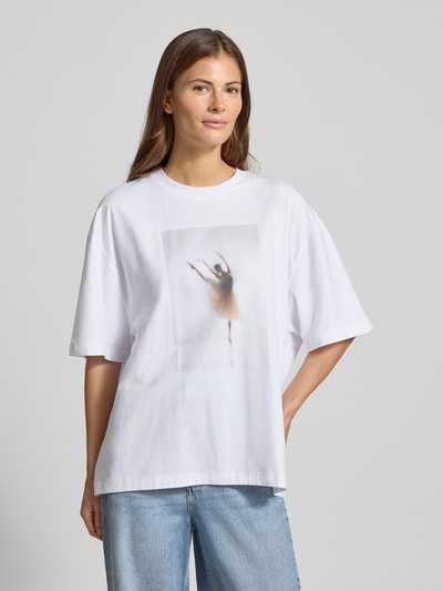 BOSS Orange Regular fit T-shirt van katoenmix, model 'C_EBOYS_1' Wit - 4