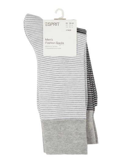 Esprit Socken mit Streifenmuster im 2er-Pack  Mittelgrau Melange 2