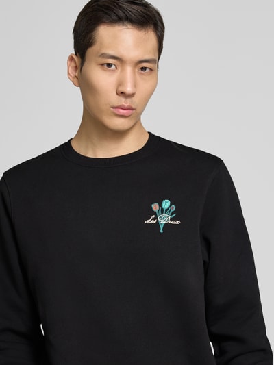 Les Deux Sweatshirt mit Label-Stitching Modell 'Bruno Café' Black 3