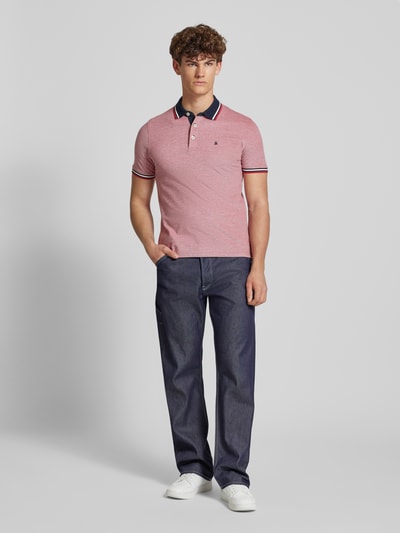 Jack & Jones Slim Fit Poloshirt mit Logo-Stitching Modell 'PAULOS' Rot Melange 1