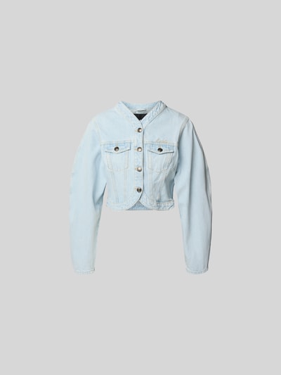 ROTATE Cropped Jeansjacke mit Knopfleiste Hellblau 2