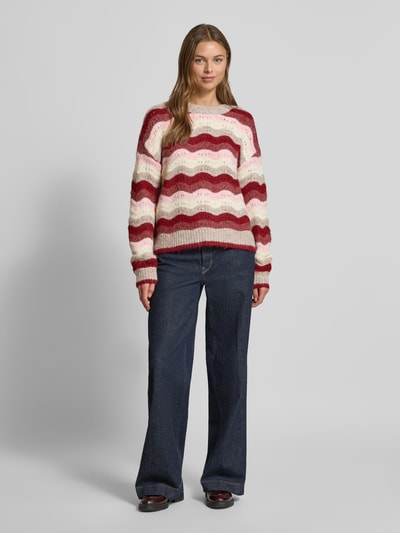 VERO MODA Relaxed Fit Strickpullover mit Woll-Anteil Modell 'DOJA' Rot 1