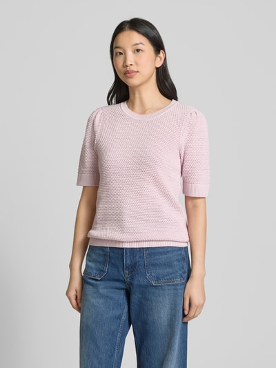 Vila Gebreide pullover met ribboorden, model 'DALO' Roze - 4