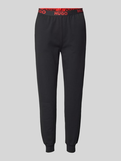 HUGO Relaxed fit sweatpants met elastische band met label, model 'SPORTY' Zwart - 2